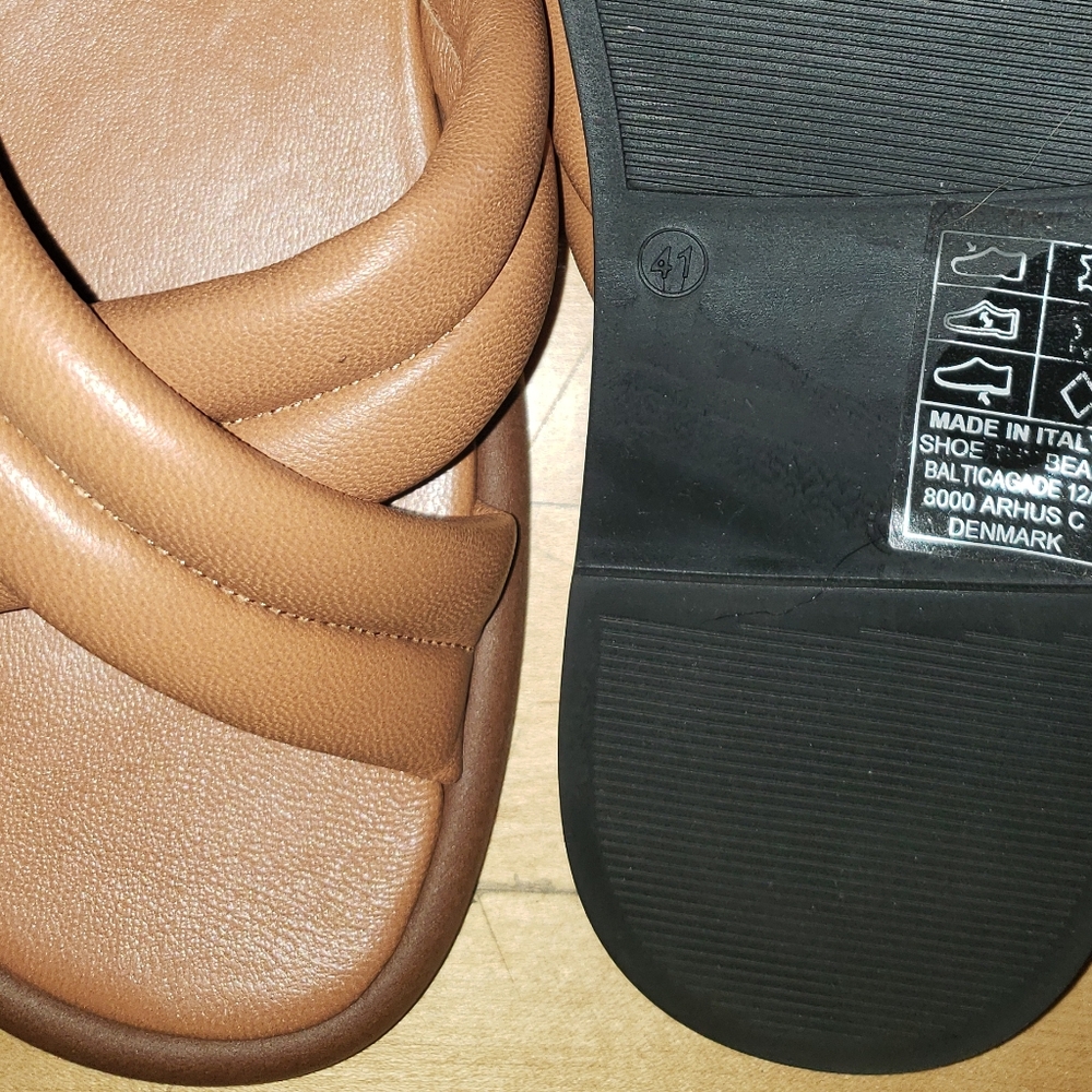 Shoe The Bear Brown Butterscotch lambskin Leather Slide Sandals 11 - Picture 5 of 7